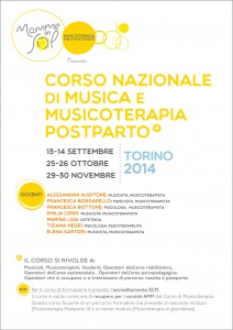 locandina del corso di musicoterapia post-parto prima edizione