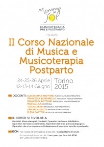 locandina del corso di musicoterapia post-parto seconda edizione